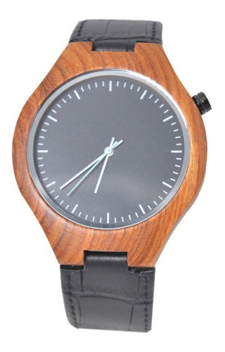 Reloj De Madera U.s. Stock Acero Inoxidable Cuero Cuarzo Cas