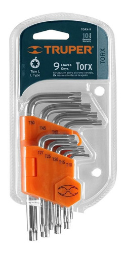 Imagen 2 de 5 de Juego Llaves Torx 9 Piezas Milimetricas Truper 15554