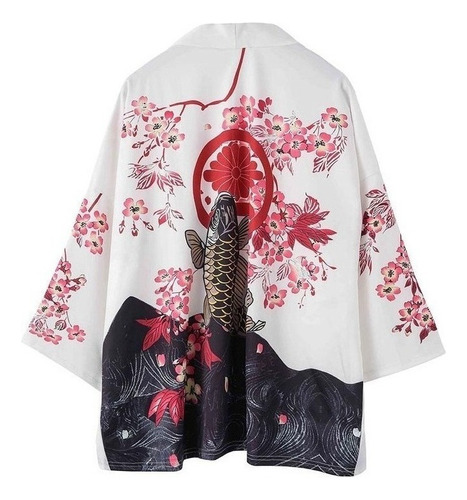 Abrigo Kimono Hombre Mujer Yukata Cerezo Flor A