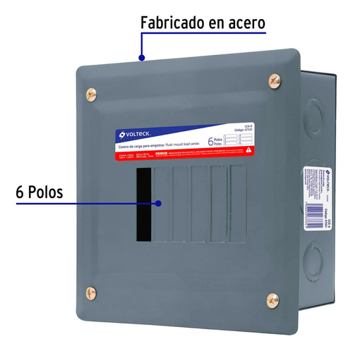 Centro De Carga Empotrable De 6 Polos, Volteck 47331