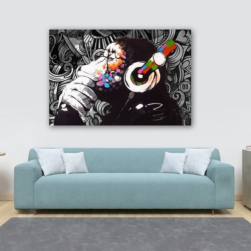Imagen 3 de 9 de Cuadro- Mono Colores 4-ultra Hd-banksy 100x70cm.