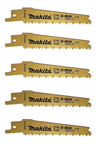 5 Hojas De Sierra Reciproca Sable Makita 100 X 19 X 0.9 Mm