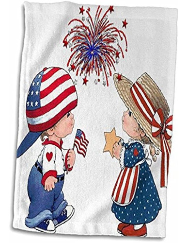 3d Rose Vintage Child And Fireworks Twl_14251_1 Toalla, 15