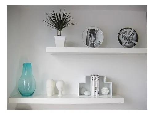 Juego de 2 estantes de MDF con forma de nicho, 100 x 15 cm, color blanco, soporte invisible