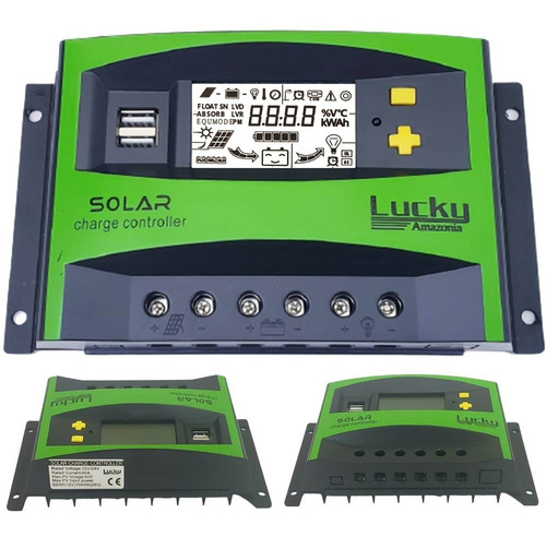 Controlador Solar Carga Pwm Lcd 40a Usb Regulador Lucky