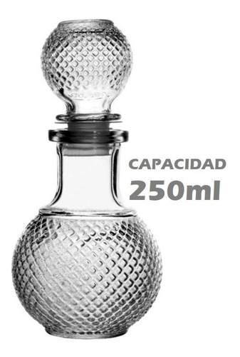 40 Frasco Vidrio Redondo Labrada 250 Ml Licorera