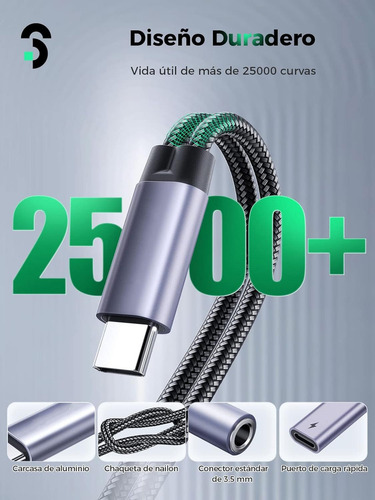Adaptador De Audífonos Usb C Para Huawei,xiaomi,oppo,tableta Color Plateado