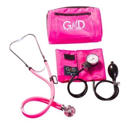 Kit Tensiómetro Y Fonendoscopio Con Estuche Rosado Neon