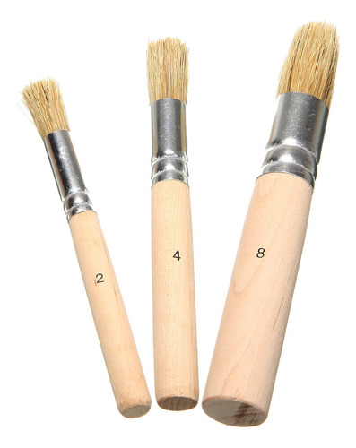 3 Pinceles De Madera Para Plantillas De Pintura Acrílica, Ce