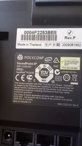 Telefone Polycom Soundpoint Ip 330 Sip - 2 Linhas, Com Fonte