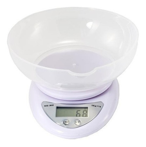 Imagen 1 de 1 de Pesa Digital Mini Gramera Recipiente Bowl Cocina 5 Kilos 1gr Blanca 5 Kg