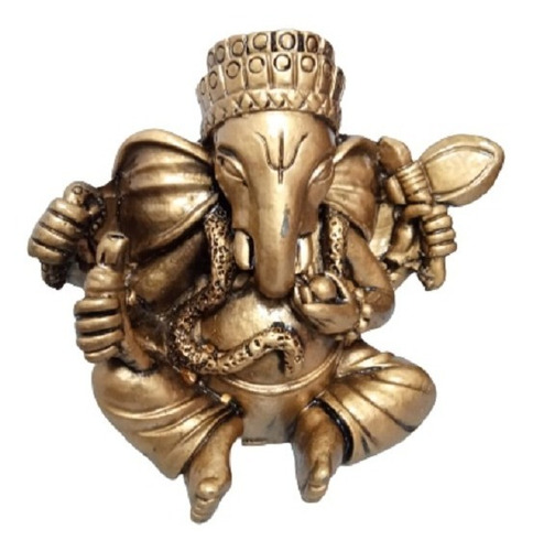 Figura Decorativa Ganesha En Color Dorado 8 X 10 Cm / Runn