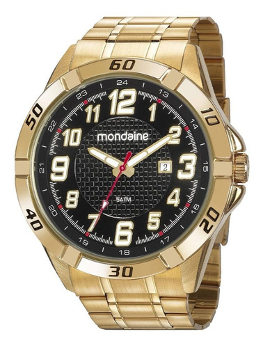 Relógio Mondaine Masculino Dourado Street Analógico Original Cor do fundo Preto
