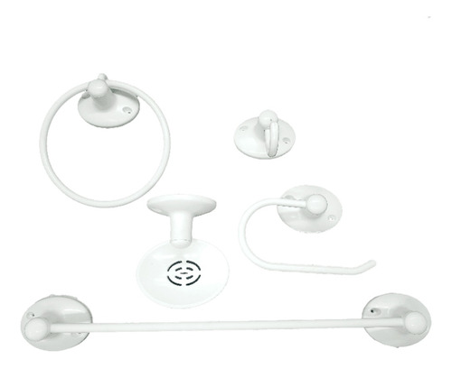 Kit Acessórios Para Banheiro Lavabo 5 Peças - Branco