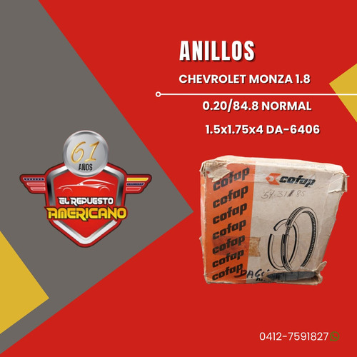 Anillos Chevrolet Monza 1.8