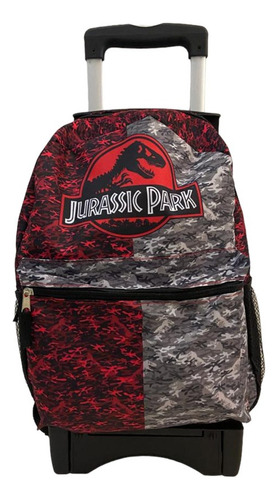 Mochila Jurássic Park Primaria Con Lapicera Color Negro Diseño De La Tela Dinosaurio