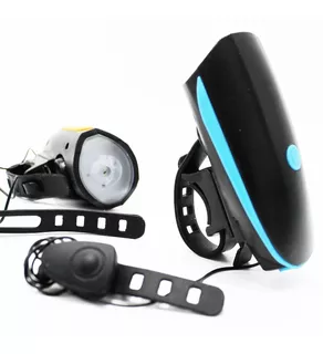 Luz Led Linterna Farol Bicicleta Con Bocina Carga Usb