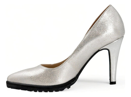 Zapatos Estiletos De Mujer Antonella 22-75 Cuero Plata