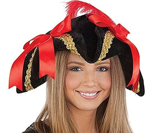 Sombreros - Pirata Negro Terciopelo Sombrero De Las Señoras 