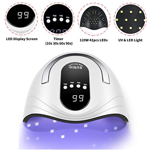 Lampara Uv Para Uñas De Pies Y Manos, 120w Con Temporizador Blanco