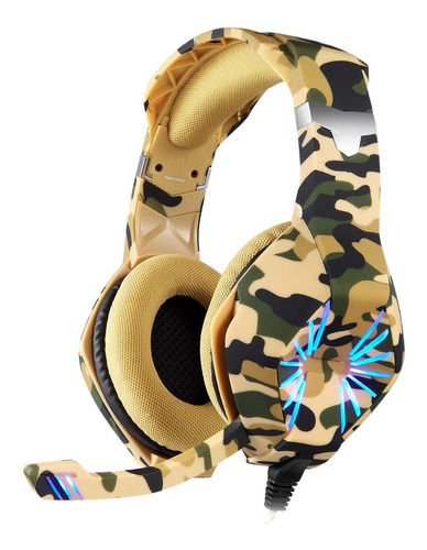 Auriculares Gamer Camuflados Con Luz Led A1 Ps4 Pc Xbox Color Amarillo