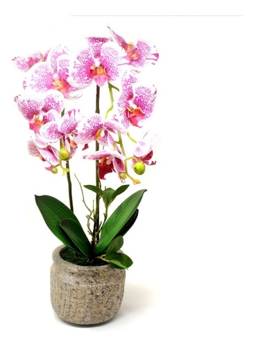 Orquidea Artificial Rosa Jaspe Con Maceta 54cm