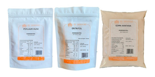 Imagen 1 de 5 de Eritritol, Goma Xantana Y Psyllium Husk 1 Kilo C/u