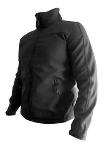 Campera Unisex Softshell Negra Sin Capucha Modelo Orejano