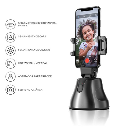 Imagen 3 de 3 de Soporte Celular Giratorio Inteligente C/ Seguimiento 360º