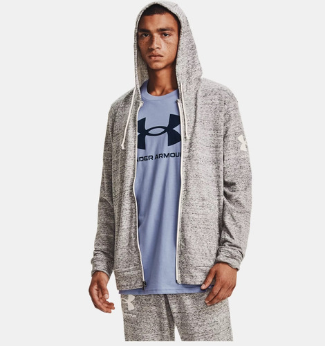 Casaca Under Armour Con Capucha Rival Terry Full Zip Gris