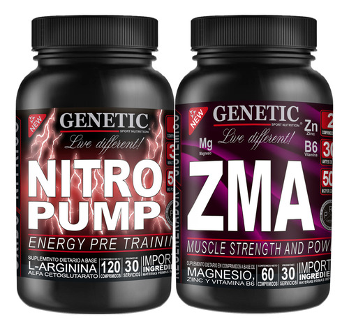 Arginina Oxido Nítrico Zinc Magnesio Vitaminas Zma Genetic Sabor Neutro