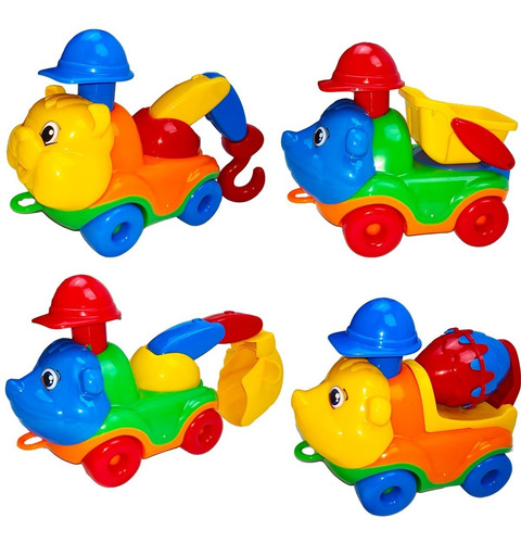 Imagem 1 de 2 de Kit Com 04 Caminhões Infantis Coloridos - Divertoys