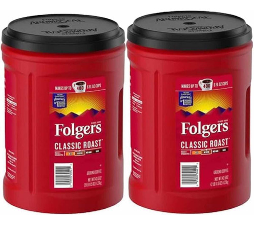2 Botes Folgers Classic Roast Cafe Molido 1.23kg