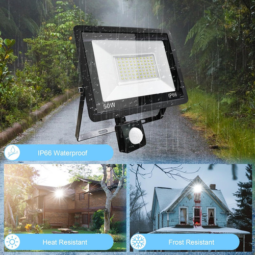 Led Exterior Con Sensor De Movimiento, 50w 6000k Luz Blanca
