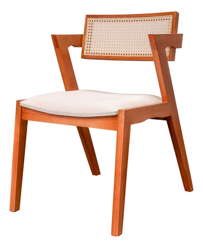 Conjunto Com 4 Cadeiras Madeira Maciça Com Rattan Wt