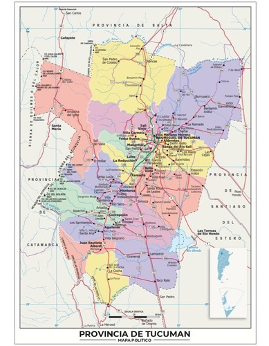 Mapa Provincia Tucuman Lona 65cm X 90cm Politico