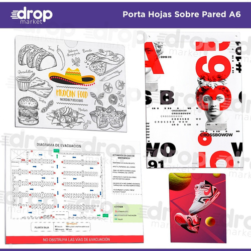 Imagen 5 de 10 de Porta Hojas A6 10x15 Sobre Pared Pet Tipo Acrílico X 1 U.