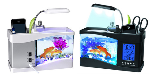 Mini Pecera De Acuario Multifuncional Usb Led Lcd
