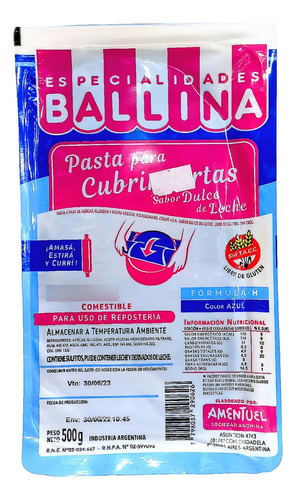 Pasta Ballina Formula H Color Azul X 500gr