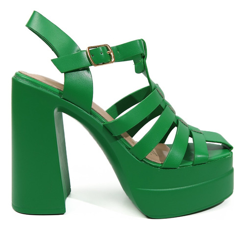 Sandalias Con Taco Cerradas Verde - Dancy Shoes