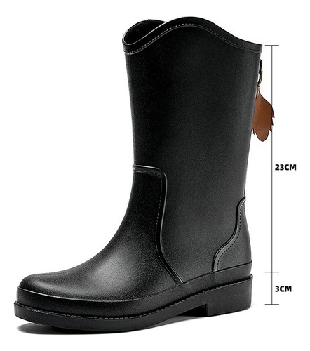 Botas Moda De Lluvia De Mujer Impermeable Con Tacon Bajo