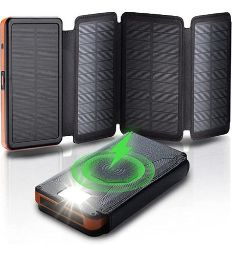 Power Bank Solar Plegable De 25000 Mah Con Linterna Led.