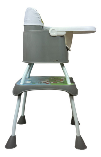Silla Alta Con Periquera Para Bebe Con Bandeja Y Convertible Color Gris Animales