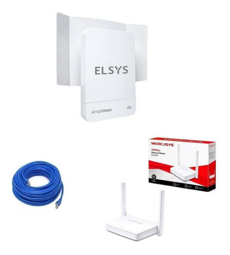 Kit Amplimax Fit Elsys 3g 4g + Roteador + Cabo De Rede 10m