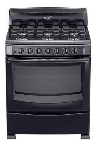Estufa Acros Al Piso 30" AF5001Z multigas 6 quemadores negra puerta con visor 5.1ft³