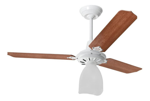 Ventilador de teto Loren Sid Lumi M3 branco com 3 pás cor  mogno 127 V