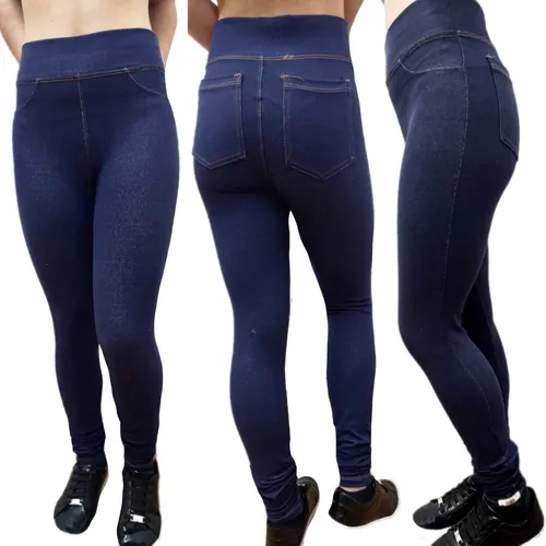 Kit 2 Calças Leggins Jeans Juvenil Azul E Preta