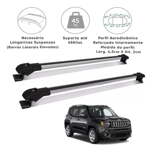 Rack De Teto Travessa Bagageiro Jeep Renegade 2022 Prata