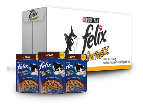 Pack X24 Sobres De Alimento Húmedo Felix Fantastic Tiritas