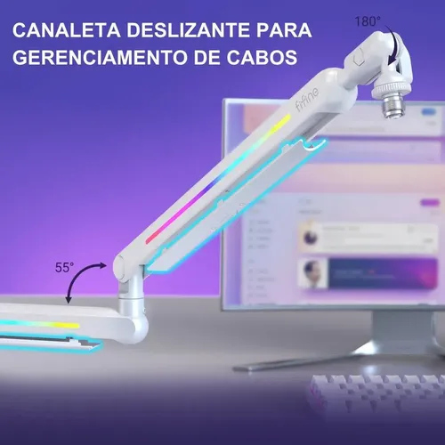 Braço Articulado Fifine BM88 Pro RGB Branco para Microfones